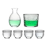 Genérico Juego de Vasos para Sake - Vidrio Japones Resistente Al Calor | Juego de Tazas para Sake Caliente y Whisky - para Restaurante Hogar Bar Camping Cena Fiesta Whisky Licor Vodka Cerveza