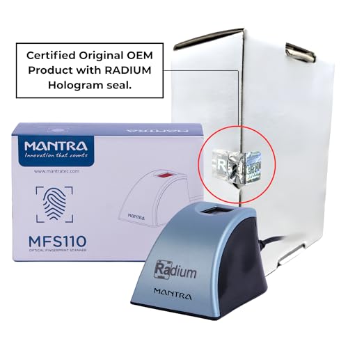 Image of Radium Box Mantra Mfs 110 L1 Biometric Single Fingerprint Scanner | Aadhaar Authentication Device | Updated Rd Service | High Securety And Fast Scanning | Reliable And Durable