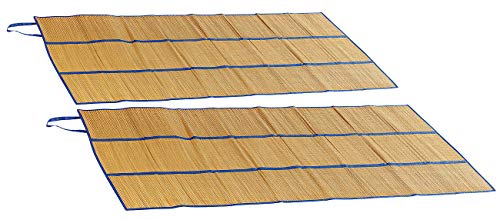 PEARL beach Liegematte Strand: 2er-Set Faltbare Bast-Strandmatten mit Tragegriffen, 180 x 90 cm (kompakte Strandmatte, Strand-Matte, Decke)