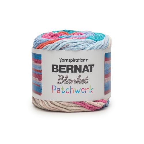 Image of Bernat Blanket Patchwork Yarn for Crocheting Soft, Beach Towel, 2-Pack