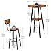 HOOBRO 3 Pieces Round Bar Height Table and Chairs Set, Round Dining Table Set, Pub Table and Chairs for Small Space, 2 Tier Kitchen Table and Bar Stools with Back, Rustic Brown BF35BT01