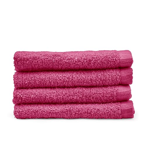 Image of Catherine Lansfield Quick Dry Cotton 30x30 cm 4 Pack Face Cloths Hot Pink