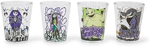 Silver Buffalo Disney Nightmare Before Christmas Character Portraits 4-Piece Mini Glass Set, 1.5 Ounces