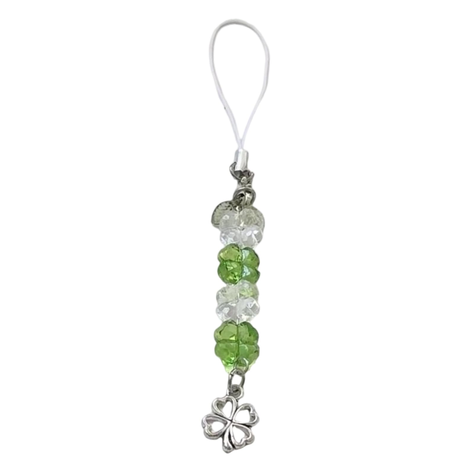 NEWFT Four Clovers Beaded Phone Lanyard Delicate Beaded Four Clovers Phone Pendant Multipurpose Phone Chain