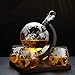Produktbild Globe Dekanter Set, Whiskeykaraffe Mit 4 Gläsern, Edle Whisky Karaffe Mit Whiskygläser Set Aus Handarbeit, 800 ML Decanter Whisky Set