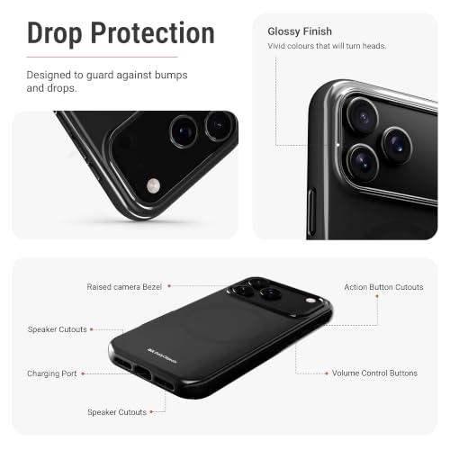 Image of DailyObjects Enamel Bumper MagSafe Case for iPhone 17 Pro Max Compatible with Mag-Safe Wireless Charging | Black Hybrid Magnetic Back Cover