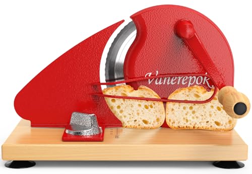 Image of vanerepok Upgrade Manual Bread Slicer for Homemade Sourdough Bread, Classic Hand Crank Home Bread Slicer With Scale Line and Steel Fence, Sharp Blade, Adjustable Width for Homemade & Commercial Use
