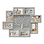 HELLO LAURA - Picture Frame Collage Large Wall Hanging Photo Frames Elegant Tree Collage Frame Gifts for Family Friends 4x6 inch Home Wall Decor Gallery Display (Grey)