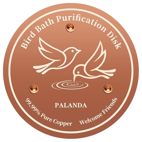 PALANDA 2026 Upgraded Bird Bath Copper Disk 99.99% Pure Copper Disc for Bird Bath Triple-Point Support All-Season Water Cleaner Natural Purifier for Birdbath&Bowls Outdoor Garden Backyard Accessory