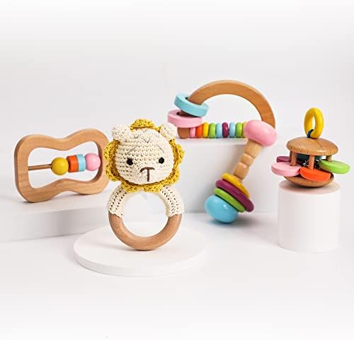 Wooden Montessori Baby Sensory Rattle Educational Toys Preschool Baby Grasping Toy-Nursery First Toy