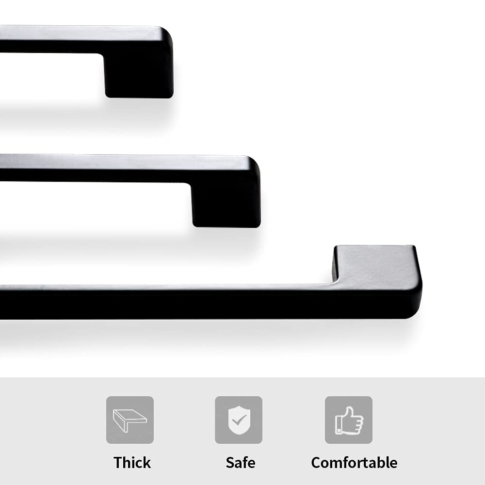 DINGC 10 x Furniture Handles 96 mm Metal, Sturdy and Durable Easy to Install, Kitchen Door Handle Set, Matt Black - Image 4