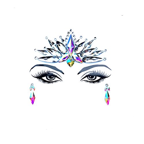 Neva Nude Selene Jewel Face Crystal Sticker - Gems for Carnivals, Halloween, Festivals, Raves, & Parties | Medical Grade Adhesive, Waterproof, & Sweatproof | Made in USA
