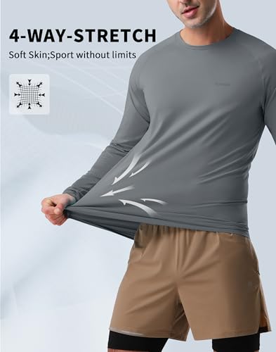 Camiseta de protección solar UPF50+ para hombre de manga larga ligera y secado rápido 4