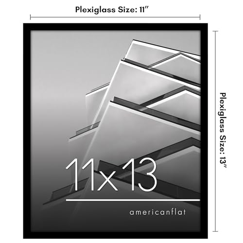 Americanflat 11x13 Picture Frame with Shatter-Resistant Glass - Streamline Collection - Thin Border Picture Frame for Wall Display - Hanging Hardware Included - Black
