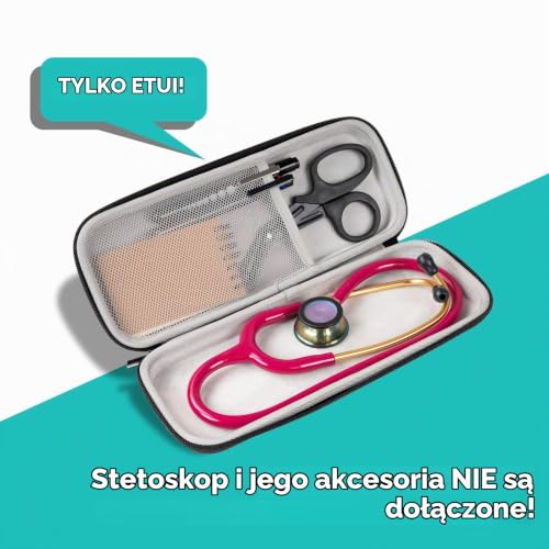 ProCase Torba na stetoskop do 3M Littmann/ADC/Dixie EMS, odporna na wstrząsy, torba podróżna EVA, torba do przechowywania, walizka z uchwytem na akcesoria - czarna