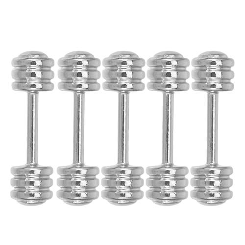 Veemoon Miniature Dumbbells Decoration, 5pcs Dollhouse Gym Equipment Mini Stainless