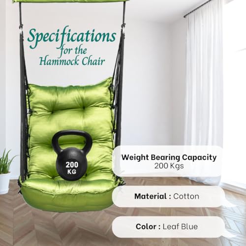 Image of Swingzy Premium Hanging Swing Chair for Kids & Adults | Portable Hammock Chair with Padded Cushion for Outdoor & Indoor| Cozy Single Seater Jhula for Home | Weight Capacity Upto 200Kgs (Green)