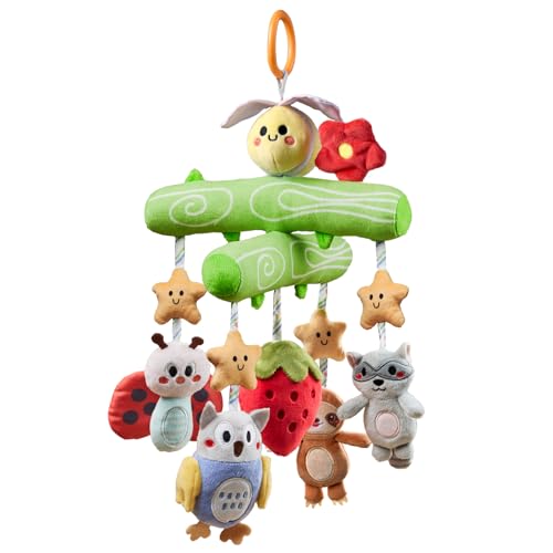 Image of TUMAMA Baby Toys 0 3 6 12 Months, Crib Mobile Toys Bee Toy with Squeaky, Crinkle, Rattle, Montessori Newborn Sensory Baby Gym Stroller Crib Hanging Toy