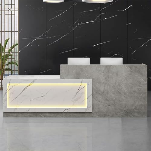 Moderner LED-Empfangstisch mit abschließbarer Schublade – stilvolle Fronttheke für Friseursalons, Lobbys und Büros