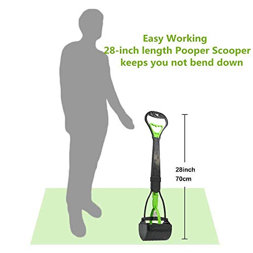 Living Express 28" Large Pooper Scooper For Dog-Long Handle Dog Poop Scooper-Pet Waste Pick Up Jaw Scooper Without Smelling, Durable Spring Easy To Use Perfect For Grass,Dirt,Gravel (Green) #TOP4