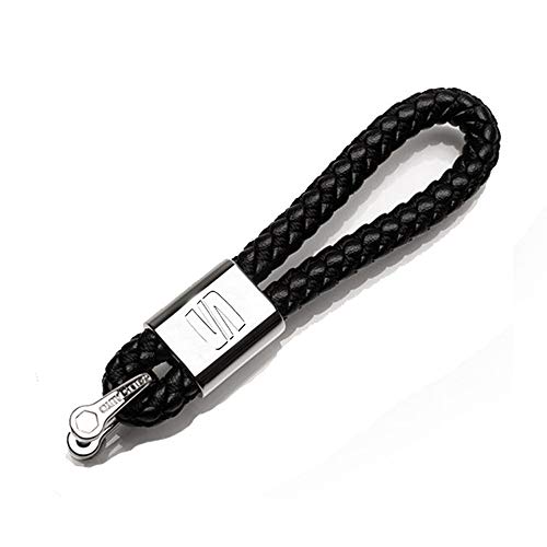 VILLSION Nuevo Cuero Genuino Coche Llavero Logo Llavero de aleación de Zinc Accesorios de la Llave, Color Negro