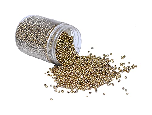 Image of Mandala Crafts 8 /0 Glass Seed Beads for Beadwork - 6000 Pcs 3mm Metallic Gold Round Small Rocaille Beads for Jewelry Making, Necklace Bracelet Earring Craft Supplies