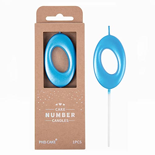 PHD CAKE 2.76 Inch Elegant Blue 0 Number Birthday Candles, Blue Number Candles, Cake Number Candles, Party Celebration