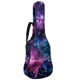 Bolsa para guitarra de 41 pulgadas, correa de hombro ajustable doble, bolsa de concierto para guitarra acústica, galaxia espacial, funda para guitarra estrellada, impermeable, tela Oxford gruesa y