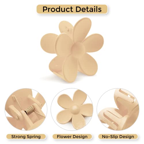 Bronz 6 Pcs Flower Claw Clip, 3 Inch Large Matte Flower Hair Clips For Women, Non Slip Strong Hold Flower Claw Clips For Thick And Thin Hair, 6 Colors #TOP2