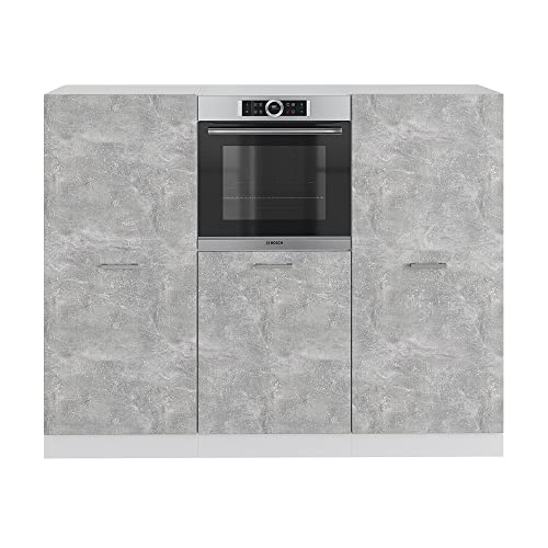 Vicco Küchenblock R-Line, Miniküche, Beton/Weiß, 180 cm ohne Arbeitsplatte