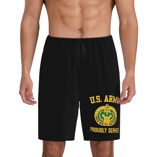 Army Drill Sergeant Badges Pajama Shorts for Men, Men's Pajama Bottoms, Sleepwear for Summer - Main Image