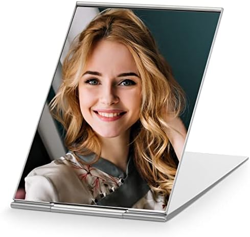 MIRRORNOVA Portable Folding Mirror, Ultra-Slim Durable Makeup Tabletop Mirror for Travel with Aluminum Shell, Large Size 6"