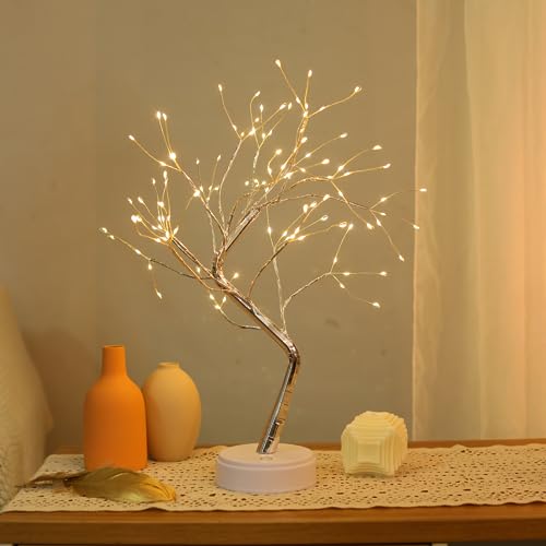 Meonua Bonsai Tree Lights for Easter Decor - 20" Firefly Tree Lamp with 108 LED Fairy Lights, Battery/USB Powered, Warm White - Home Decor, Gift for Bedroom, Living Room, Party by Meonua - Used condition - US$10.24