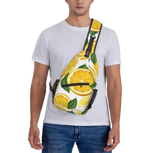 Bolso de pecho diagonal para hombre con patrón de limón miniatura 7