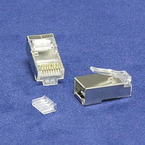 RJ45 Cat.6 Shielded Plug Solid 50 Micron 3-Prong w/Inserter 100pk, 1 Pack