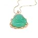 2017 Luck Happy Green Jade Buddha Pendant AAA CZ Laughing Buddha Statue Necklace Pendant (18K Gold Plated)