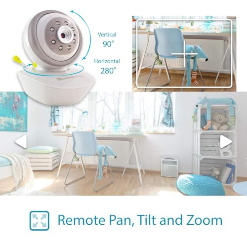 Moonybaby Baby Monitor Long Range No WiFi, Dual PTZ Cameras with Split Screen, Baby Room Temperature Display, Auto Night Vision, 2 Way Audio, Lullaby - Thumbnail 2