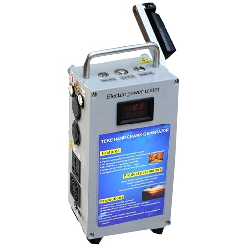 DowPie Generatore a manovella con Potenza Massima di 50 W, per Uso Domestico e di Emergenza all'aperto, con Caricatore e Impugnatura a manovella. 46AH/500W