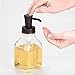 mDesign Square Glass Refillable Liquid Soap Dispenser Pump Bottle for Bathroom Vanity Countertop, Kitchen Sink - Holds Hand Soap, Dish Soap, Hand Sanitizer, Essential Oils - 2 Pack - Clear/Bronze