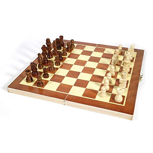 MRKU Set di Scacchi in Legno Scacchiera Pieghevole Internazionale Gioco di Scacchi in Legno Backgammon Walk Entertainment Versione Inglese Scacchi