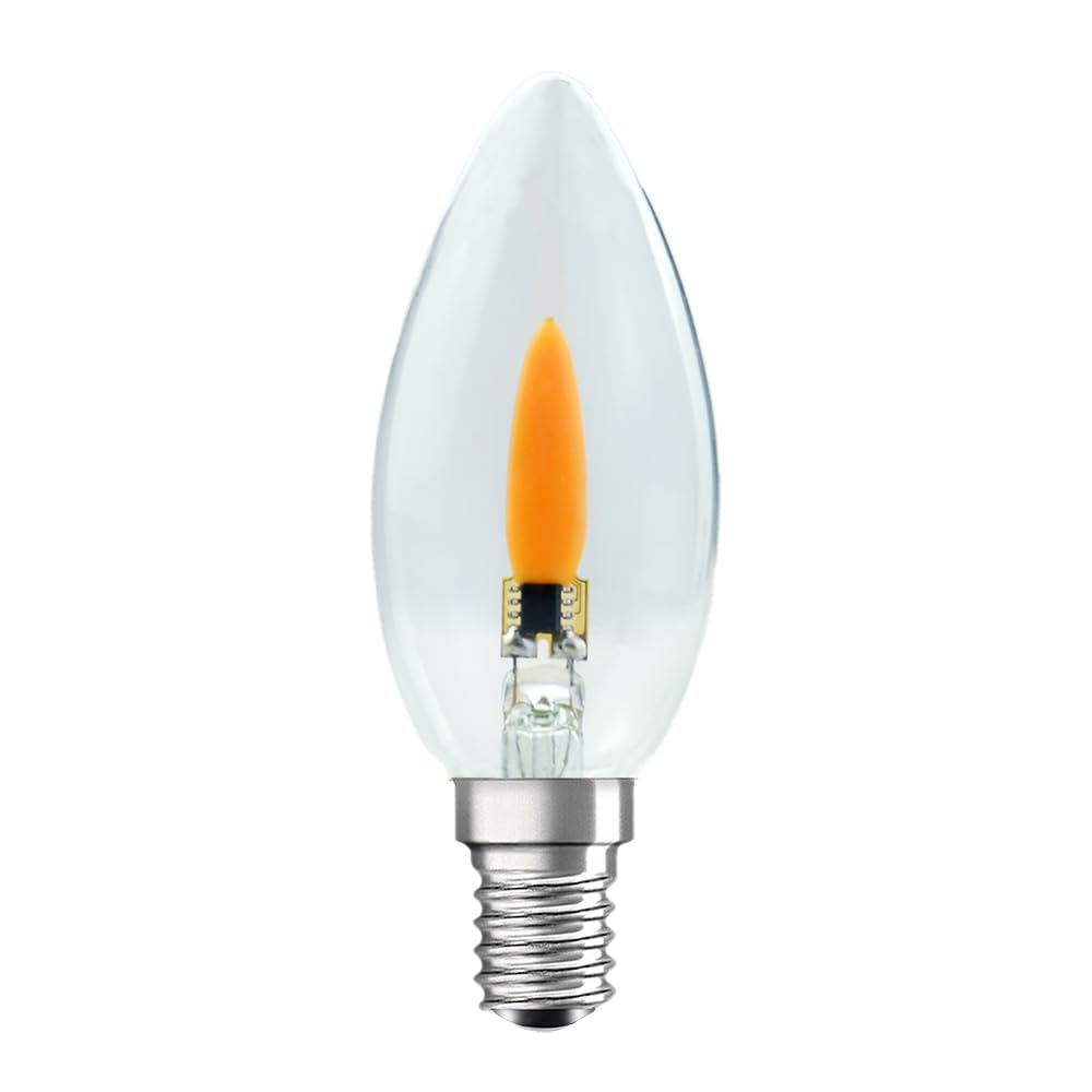 NCC-Licht 10 bombillas LED C35 transparentes, 1 W, E14, efecto llama, repuesto para vela parpadeante