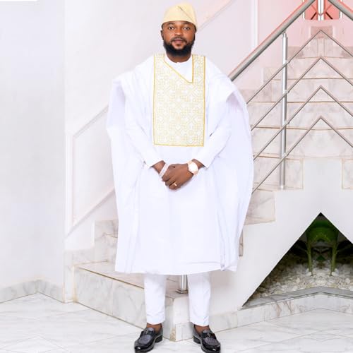 TIDOIRSA Dashiki for Men, Boubou Caftan Embroidery African Mens Clothing Dashiki Shirts and Pants Outfits 3 Pieces Set4