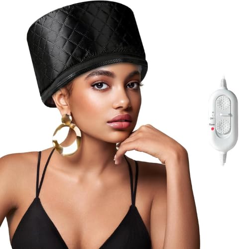 Hair Care Thermal Head Spa Cap Treatment with Beauty Steamer Nourishing Heating Cap, Spa Cap For Hair, Spa Cap Steamer For Women (BLACK)