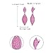 Flyonce Hot Pink Rhinestone Clip On Earrings for Women, Fuchsia Crystal Wedding Bridal Clip-on Drop Dangle Earring for Non Pierced Ears