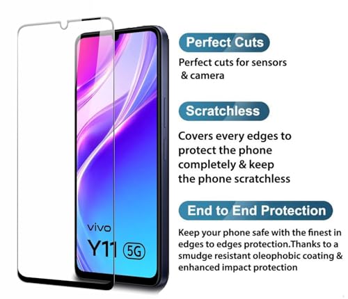 Image of HD Tempered Glass Screen Protector Compatible for Vivo Y11, Y11D, Y21 5G with Edge to Edge coverage and Easy Installation kit