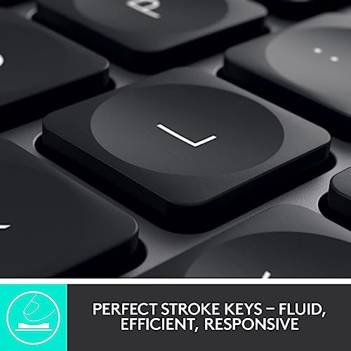 Image of Logitech MX Keys Advanced Illuminated Wireless Keyboard, Bluetooth, Tactile Responsive Typing, Backlit Keys, USB-C, PC /Mac /Laptop, Windows /Linux /iOS /Android - Graphite /Black