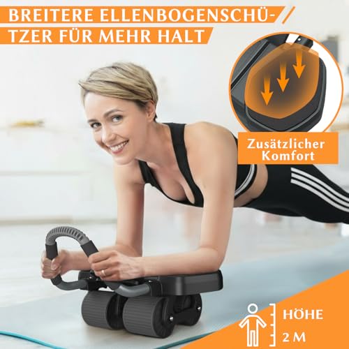 Amonax Bauchtrainer, Bauchroller Bauchmuskeltrainer, Vier-Rad Ab Wheel Mit Ellbogenstütze, Automatischer Ab Roller Für Bauchmuskel Trainingsgeräte,Gym Bauch Roller Trainer Für Männer Und Frauen
