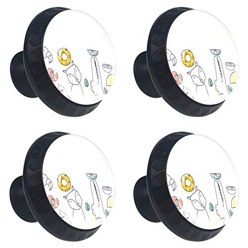 Boutons de tiroir en verre motif animaux lot de 4 poignées colorées pour meuble - 2