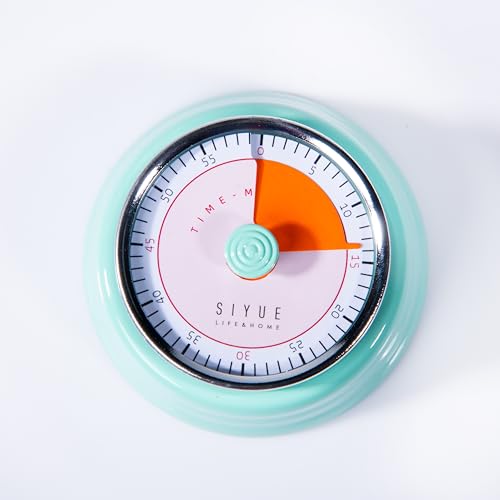 Image of Gibox Round Retro Kitchen Timer for Cooking (Green) Megnatic Bottom Mechanical Loud Alarm, Ringer 60 Min Count Stopwatch for Time Management Analogue Clock Reminder for Various Activity