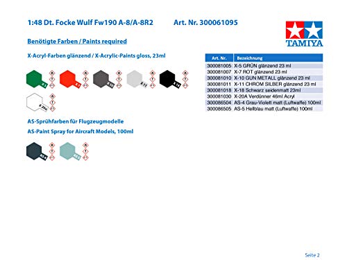 Tamiya 61095 1/48 Focke-Wulf Fw190 A-8/A-8 R2 Plastic Model Airplane Kit #TOP4